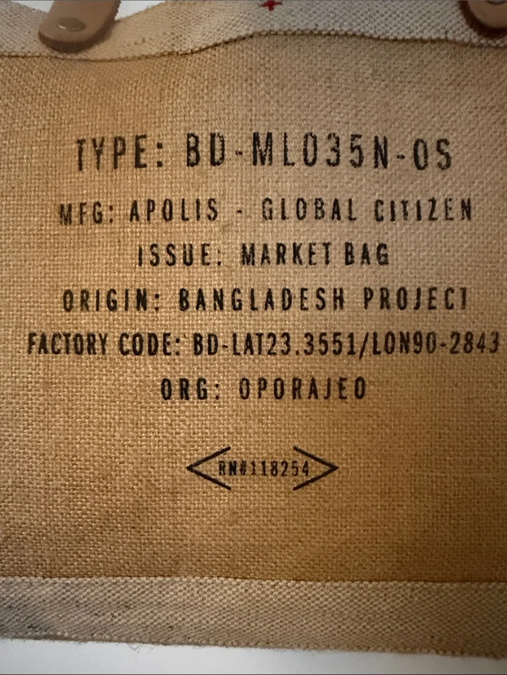 Apolis Tan Canvas Market Tote with Leather Handles